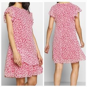 Lauren Ralph Lauren Dainty Floral Red White Georgette Shift Dress 14W